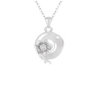 KUUFUUT Silver Necklaces for Women, S925 Sterling Silver Flower Inlaid White Rchalcedony Necklace Charm Twelve Flower Deities Pendant Jewellery Birthday Gifts December Narcissus