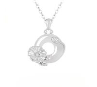 KUUFUUT Silver Necklaces for Women, S925 Sterling Silver Flower Inlaid White Rchalcedony Necklace Charm Twelve Flower Deities Pendant Jewellery Birthday Gifts July Hollyhock