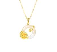 KUUFUUT Twelve Flower Deities Necklace for Women, 925 Sterling Silver Necklace Gold Plated Pendant Guardian Pendant Jewellery Gift for Women Girls Girlfriend Mom Wife October Hibiscus