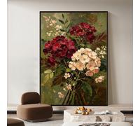KUUFUUT Vintage Wall Art Beautiful Floral Bouquet Hand-Painted Wall Decor Modern Abstract Oil Paintings on Canvas Artwork for Farmhouse Bedroom Living Room 90X120Cm (36X48Inch)