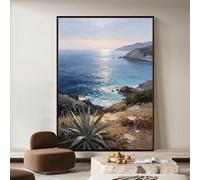 KUUFUUT Vintage Wall Art Ocean Sunset Seascape Hand-Painted Wall Decor Modern Abstract Oil Paintings on Canvas Artwork for Farmhouse Bedroom Living Room 70X100Cm (28X40Inch)