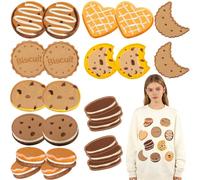 KuuGuu 18 PCS Cookie Embroidered Patches Cute Chocolate Chip Patches Interesting Self-Adhesive Iron on Applique for Clothing Bags Hats Jeans Shoes Jackets, DIY Sewing Craft Decoration (9 Styles)