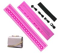 KuuGuu 2 PACK Zipper Chain Silicone Mold Realistic Chain Cake Fondant Mold Purse Bag Cake Decorating Mould for DIY Cake Border Decoration, Cupcake Topper, Jewelry, Polymer Clay, Crafting Projects