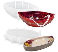 KuuGuu 2 PCS Pirate Ship Shape Resin Molds Oval Bowl Silicone Mold Boat Shape Candle Vessel Mold Storage Tray Mould for DIY Jewelry Trinket Candy Bowl Succulent Planter Candle Vessel Home Decor