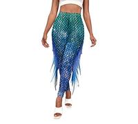 Kuukaas High Waist Mermaid Leggings for Women - Ladies Mermaid Costume - Woman Halloween Clothing - XL
