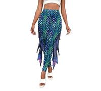 Kuukaas High Waist Mermaid Leggings for Women - Ladies Mermaid Costume - Woman Halloween Clothing - XL