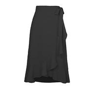 Kuukaas Wrap Skirt Women's Long Asymmetrical High Waist Midi Skirt Summer, black, S