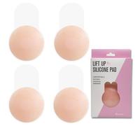 KuuKee 2 Pairs Silicone Nipple Covers with Lift - Reusable Stick on Bra，Invisible Bra for Women Backless Dress,Nipple Pasties for Party Dress Beige