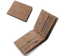 KuuKee Mens Leather Wallet Slim Wallet with Card Holder for Men UK Minimalist Thin，Compartments and Coin Pocket Black Wallets for Work Business or Travell (Brown)