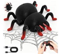KuuKee Remote Control Spider, Wall Crawler Tarantula Toy with LED Eyes and Moving Legs,Wall & Floor Dual Modes Spider Toy,360°Rotation Realistic Halloween Scary Prank