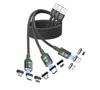 Kuulaa 3 Pack Magnetic Charging Cable USB C 3A Fast Charging/Data Transmission with 3 in 1 Charging Tips Nylon-Braided Phone Cable Compatible for iProduct/Type C/Micro Device(6.6/6.6ft/6.6ft), Black