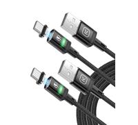 Kuulaa Magnetic USB C Fast Charging Cable 2 Pack 6.6ft Magnetic Charger Cable Nylon Braided Data Transfer Magnet Charging Cable