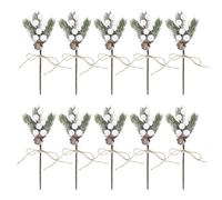 Kuuleyn 10pcs Artificial Berry Branches Pine Cones Holly Stem Craft (White) | 10pcs per pack, artificial berry stem, with pine cones, easy diy craft