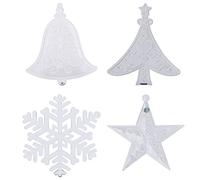 Kuuleyn 24pcs DIY Christmas Tree Ornament Acrylic Xmas Tree Snowflake Star Bell Decoration Accessories