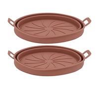 Kuuleyn 2PCS Air Fryer Silicone Liners Basket Round 21cm Diameter with Handle, Silicone Pot Bowl,Fryer Pot Bowl Replacement,Baking Tray Cooking Oven Accessories for Kitchen (Coffee Color)