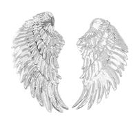 Kuuleyn 2pcs Angel Wings Sequin,Embroidery Silver Iron On Decorative, DIY Clothes Skirt Bag Shoes Fashion Accessories Repair Multipurpose Exquisite Modeling Gift