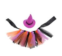 Kuuleyn 2pcs/set Halloween Costume Witch Costume Set Witch Hat Bow Tie Witch Costume Adjustable Reptile Wear Holiday Dress Up Festive Decor for Small Pets (Purple Hat and Skirt)