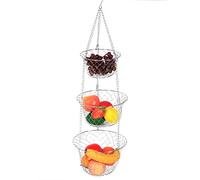 Kuuleyn 3 Tier Hanging Fruit Basket Organizer,Fruit hammock,Flower Basket Iron Wire Hanging Vegetable Storage Fruit Organizer Basket,Hanging vegetable baskets for kitchen,Fruit picking basket