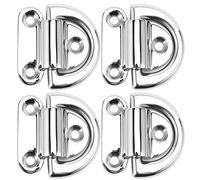 Kuuleyn 4PCS Folding Pad Eye 316 Stainless Steel D Ring Buckle Bow Marine Grade Shackles with D Ring for Yacht 8mm