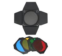 Kuuleyn 7in Four Leaf Lens Hood Universal Mounting Light Accessory Studio Lighting Attachment with Honeycomb Grid Color Filters for Portrait Still Life Photography