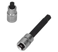 Kuuleyn Bit Socket Set, 2pcs Hex Brake Caliper Socket 3/8in Drive Long Short Tool Replacement for Mercedes