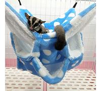 Kuuleyn Blue Flannel Hamster Three Layers Warm Hammock Hanging Bed House for Small Pets Sugar Glider Chinchilla