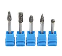 Kuuleyn Carbide Burrs Set, Tungsten Rotary Tool, 5Pcs/Set Tungsten Carbide Rotary Burrs Bits Set 6x8mm Double Cut for Polishing Grinding Engraving Drilling (Adefg)
