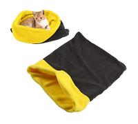Kuuleyn Cat Bed Cave Sleeping Bag Gray Yellow Deep Sleep Cute Cat Self Warming Pad Sack for Winter