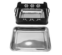 Kuuleyn Charcoal Alcohol Grill, Fish Pan Charcoal Alcohol Gril, Fish Charcoal Alcohol Stove Rectangular 2.2-4.4lb Fish Stainless Steel M Size Fish Alcohol Grill for Commercial Ho (Ventilated Black)