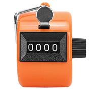 Kuuleyn Clicker Counter,Clicker Fidget,BERM Hand Tally Counter 4-Digits Plastic Knob Reset Handheld Counting Tool with Hook (Orange)