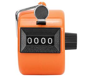 Kuuleyn Clicker Counter,Clicker Fidget,BERM Hand Tally Counter 4-Digits Plastic Knob Reset Handheld Counting Tool with Hook (Orange)