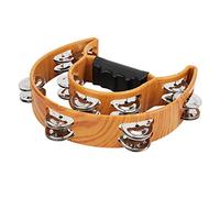 Kuuleyn Double Row Handbell Tambourine,Metal Jingles Ergonomic Grip,Percussion Instrument Environmental Material Kids Musical Gift Music Education Live Performance