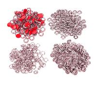 Kuuleyn Fasteners Kit,Brass Snaps,100 Set Snap Button Colorful Brass Prong Press Stud Sewing Fasteners with Installation Tool (Chinese Red)