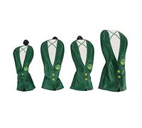 Kuuleyn Golf Club Head Cover Watertight PU Accessories Classic Green and Black No.1 Wood Thickened Plush Not Easy Slip Suitable for Golf Enthusiasts 4PCS
