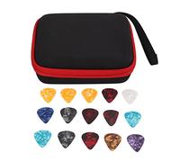 Kuuleyn Guitar Pick Maker ，Guitar Stuff ，Guitar Pick Bag Set Large Space Good Protection EVA Cloth Storage Holder Case with 15 Pcs Guitar Picks (Black Red)
