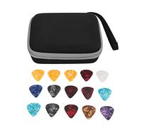 Kuuleyn Guitar Pick Maker ，Guitar Stuff ，Guitar Pick Bag Set Large Space Good Protection EVA Cloth Storage Holder Case with 15 Pcs Guitar Picks (Black Grey)