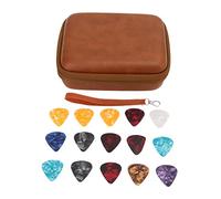 Kuuleyn Guitar Pick Maker ，Guitar Stuff ，Guitar Pick Bag Set Large Space Good Protection EVA Cloth Storage Holder Case with 15 Pcs Guitar Picks (Brown)