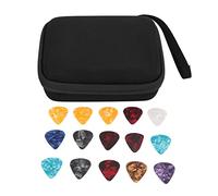 Kuuleyn Guitar Pick Maker ，Guitar Stuff ，Guitar Pick Bag Set Large Space Good Protection EVA Cloth Storage Holder Case with 15 Pcs Guitar Picks (Black)