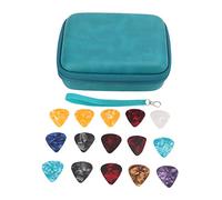 Kuuleyn Guitar Pick Maker ，Guitar Stuff ，Guitar Pick Bag Set Large Space Good Protection EVA Cloth Storage Holder Case with 15 Pcs Guitar Picks (Blue)
