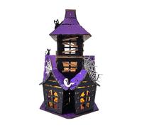 Kuuleyn Halloween Haunted House Puzzles, Diy Creative Glow In The Dark Puzzle, Assembly Model Building Kits Halloween Tabletop Decoration