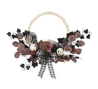 Kuuleyn Halloween Maple Leaf Worlet Wreath, Premium Halloween Corona with Autumn Arce leaves, pumpkins, vines, ghost face, hanger of Thanksgiving Door of Auto for Autumn for front
