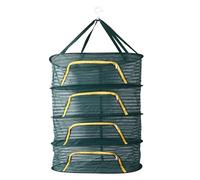 Kuuleyn Herb Drying Rack, 4 Layer Folding Mesh Hanging Basket Dryer Net with U Shaped Zipper, Dark Green High Elastic Fine Mesh Plant Drying Rack Net for Herbs Seeds