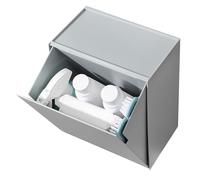 Kuuleyn Holder Dispenser Organizers Wall Mounted Storage Box Flip Lid Design Space Saving Large Capacity Wall Mounted Storage Organizer Box for Cotton Swab Floss Tissue (Grey)