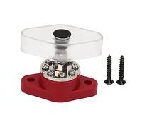 Kuuleyn Insulated Battery Post Terminal Block, Power Distribution Stud Junction Post Red 3/8in 300A with Transparent Cover For Motor ATV Ship Electrical Equipment (AOA6313CR M10)