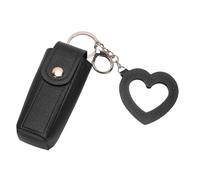 Kuuleyn Lipstick Case with Mirror for Purse PU Leather Lipstick Holder Keychain Portable Sleeve Travel Organizer for Women (Black)