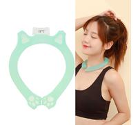 Kuuleyn Neck Ice Pack,Neck Cooling Tube,Cooler,Wearable Reusable Cat Claw Shape Portable Cooling Wraps for Summer Heat Outdoor Indoor (Green)