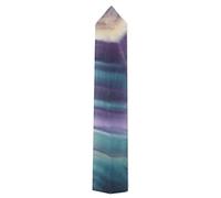 Kuuleyn Rainbow Fluorite Hexagonal Pointed Crystal Stone Naturals Fluorite Quartz Crystal Hexagonal Wand for Decoration Ornament,Crystal Towers for Meditation, Therapy, Decor, Gift (70mm-75mm)