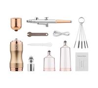 Kuuleyn Rechargeable Portable Portable Airbrush Kit with Compressor Handheld Cordless Air Brush Pen Adjustable Pressure Built - in Battery for Art Makeup Cake Decorating (Champagne)