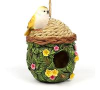 Kuuleyn Resin Bird House, Bird Nest Courtyard,For Outside Garden Decoration Hanging Bird Hut Bird Nest Cozy Resting Place For Wild Birds Garden Decoration