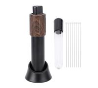 Kuuleyn Retractable Needle Type Coffee Distributor Stirrer Tool, with 8 Replaceable Needles Storage Base, Aluminum Coffee Leveler for Espresso Prep (Silver) (Black)